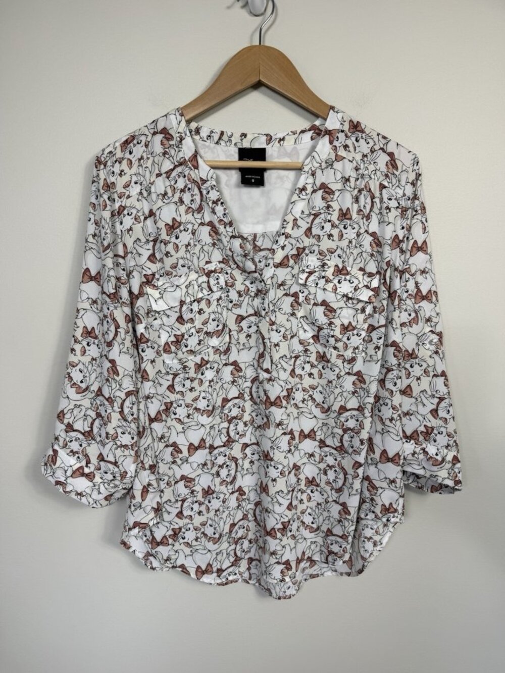 Torrid Disney Aristocats Print Marie Blouse Popover 3/4 Sleeve Top Shirt Large